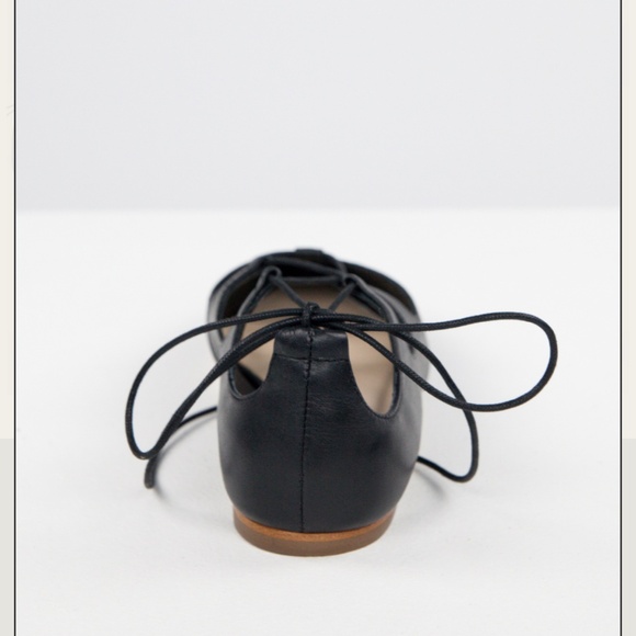 Loeffler Randall black Ambra pointy toe lace up flats W 71/2 - Picture 2 of 6